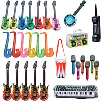 Disco Music Party Inflatable Balloon Microphone Guitar Piano Radio Phone Drum Bass Balloons 80s 90s Party Decor Supplies