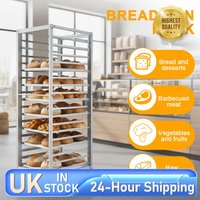 18 Tier Commercial Kitchen Bun Pan Sheet Organizer with Wheels Aluminum Heavy Duty Bakery Rack Pan Rack for Restaurant Cafeteria