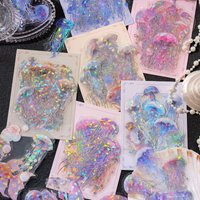 20Pcs Retro Shiny Pink Jellyfish Stickers Colorful Stereoscopic Design Diy Decoration Stationery Stickers