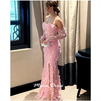 Mina Beads Prom Dresses Luxury Women Evening Dress Customized 3D Flowers Simple and Elegant Formal Dress Back-length Party Woman