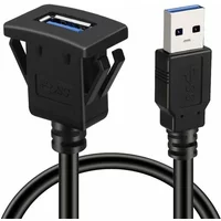 USB 3.0 Panel Flush Mount Extension Cable with Buckle for Car Truck Boat Motorcycle Dashboard 1M
