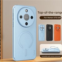 Cases For HONOR X9D Goat Leather Magnetic Wireless Charging Shockproof Case For Huawei Honor X70 X9D Soft TPU Frame Phone Cover