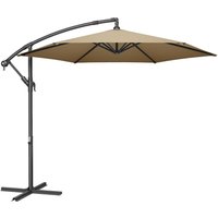 Cantilever Hanging Patio Umbrella, Sunshade with Base, UPF 50+, Crank Open/Close, Taupe