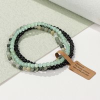 3Pcs/set Natural Green Stone Bracelet 4mm Moss Agates Black Onyx Cat Eye Beads Elastic Bracelets For Women Men Simple Jewelry