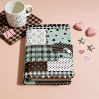 A6 Green Spliced Grid Notebook Loose Leaf Notebook PU Student Portable DIY Photocards Collect Book Diary Planner Stationery