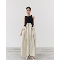 Retro Korean Style Summer New Chic Vest Dress Women's Clothing Color Block Irregular Splicing Casual Loose Fit round Neck