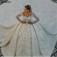 Customized Luxury Crystals Beading Wedding Dresses 2026 Arabic Dubai Glitter Sequined Ball Gown Bridal Gowns Vestidos De Novia