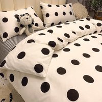 Simple Pure Cotton Bedding Set Dormitory Bed Sheet Three-piece Set Black White Polka Dot Duvet Cover Bed Canopy Four-piece Set
