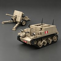 British Bren Gun Carrier with QF 2-Pounder Cannon Building Block Toy Tank and Armored Vehicle