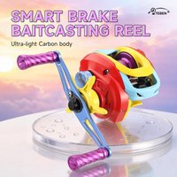 TEBEN LSY Colorful DC Baitcasting Reel Carbon Fiber Body 5+1BB 7.1:1 Gear Ratio CNC Metal Handle 5KG Max Drag Fishing Reel