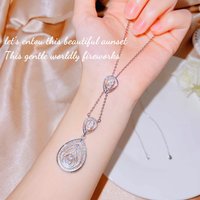 Foydjew New Luxury Micro-inlaid Full Zircon Water Drop Pear-shaped Pendant Necklaces Silver Color Telescopic Adjustable Necklace