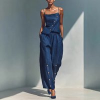 Asymmetrical Cami Top And Pants 2 Piece Set For Women Elegant Sets 2026 Summer Commute Wide Leg Pant Suit Ladies Street Outfit