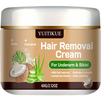 YUITIKUE Soothing Hair Removal Cream - Coconut & Aloe Vera, Painless Dissolve Hair No Irritation 60g