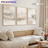 Frameless3pcs Modern Minimalist Abstract Canvas Art Prints, Brush Strokes Wall Decor Posters, Neutral Nordic Style, for Interior