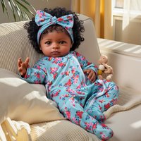 JOYORA Realistic Dark Newborn Real-Life Baby Doll With Clothes Toy Gifts Suitable For Children Aged 3 Above Soft Fabric Body
