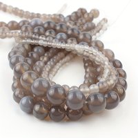 1 Strand Natural Stone Gray Agate Bead Round Loose Spacer Onyx Bead For Jewelry Making DIY Charm Bracelet Necklace Accessory