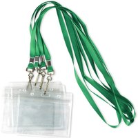 50-Pack Lanyards with ID Badge Holder Name Tags Card Labels String Keys Custom Necklace J Hooks Clip Clear Plastic Waterproof