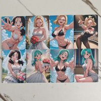 8PCS/Set Sexy Cards Dragon Ball Bikini Girl Wedding Dress Chichi Mosaic-free ACG Android 18 Videl NSFW Cards 18+