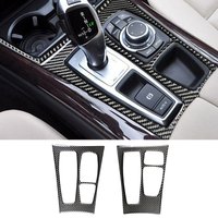 Carbon Fiber Car Center Control Transmission Shift Panel Cover Decor Sticker For BMW X5 E70 X6 E71 2008-2013 Auto Accessories
