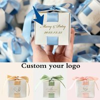 White Paperboard Gift Box With Ribbon Packaging Wedding Favor Decoration Chocolate Box Support Custom Logo Emboss