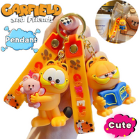 New Garfield Cute Kai Creative Anime Character Peripheral Keychain High-Value Personalized Cartoon Backpack Pendant Decoration