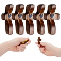 Handheld Wooden Thumb Cross with My Heart Christian Gift Anxiety Relief Stress Reduction Prayer Pocket Cross Fidget Crosses