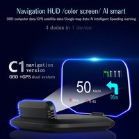 HD C1 OBD2 HUD Car Head Up Display GPS Navigation Projector Digital Speed Gauge KMH MPH Overspeed RPM Alarm Plug and Play