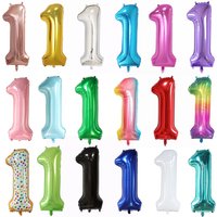 40inch 1st Turquois Rose Gold Silver Big Number Foil Helium Balloons Baby Shower 1 Years Old Birthday Party Decoration Globos