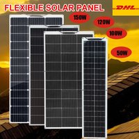 Flexible Solar Panel Battery Charger Energy Camping Boat Motorhome Balcony Photovoltaic 12V 50W 100W 120W 150W 240W 300W 24V