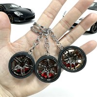 Car Wheel Keychain, Small Tire Rim Keyring with Brake Disc, Automotive Key Chain, Car Guy Gift, Car Wheel KeychainV