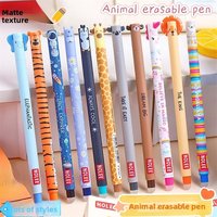 2 in 1 Erasable Pen Gel Pen 0.7mm Creative Cartoon Animals Blue or Black Ink Pen Smooth Writing Drawing Error Erasable Wholesale