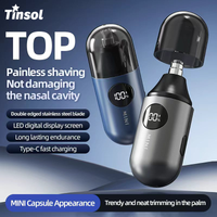 TINSOL Electric Mini Nose Hair Trimmer Double-Edge Stainless Steel Blades with LED Display Type-C Charging Nose Hair Trimmer