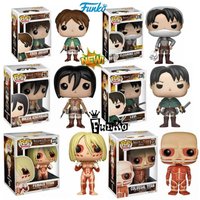 Funko Pop Attack On Titan COLOSSAL TITAN #23 FEMALE TITAN #233 Levi #235 MIKASA 21# EREN 20# Action Figure Collection Toys