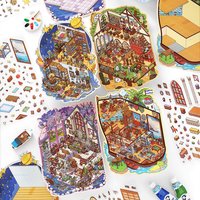 Kawaii 3D Little Corner Van Gogh Studio Landscape Sticker DIY Pocket Cabin Scene Halloween Children's Toys gifts