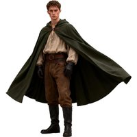 Men's Velvet Cloak with Hood, Renaissance Medieval Hooded Cloak for Women, Halloween Hood Cape with Metal Loop Clasp