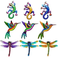 Hot Iron Gecko Wall Art Ornaments Home Wall Decoration Simulation Realistic Metal Hummingbird Lizard Sculptures Garden Statue