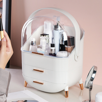 Large Cosmetic Storage Box Desktop Capacity Dustproof Storage Rack Vanity Lipstick Cosmetics Jewelry Storage Cabinet Organizer