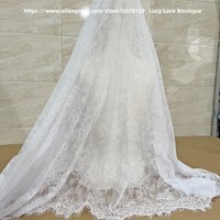 Bleached White Eyelash Lace Fabric Soft Quality 1.5M Wide Snow White Color Wedding Lace Fabric 2M Long Special Price