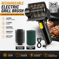 Rechargeable Electric Grill Brush 1100RPM Barbecue Cleaning Tool 3.7V Ergonomic Non-Slip Handle 2000mAh Outdoor Griddles Kitchen