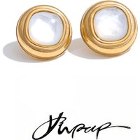 Yhpup 13*13mm Daily Stainless Steel Thicker Shell Round Stud Earrings Water Resistant Versatile Fashion Basic Jewelry Wholesale