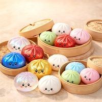 2026Hot Rainbow Color Dumpling Squishy Toy with Bamboo Slow Rising Stress Relief Fidget Ball Soft Squeeze Toys for Adults&Kids