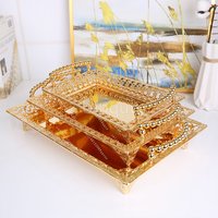 KTV Hotel Plate 1 Pcs High Grade European Style Gold Golden Silver Plate Metal Fruit Sugar Tray Design Basket Wedding Party Dish