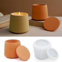 Runde Kerze Glas Silikon Form DIY Mit Deckel Schmuck Lagerung Box Handwerk Machen Gips Epoxidharz Vase Casting Formen Wohnkultur