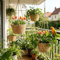 1/2/4Pcs Woven Hanging Planter Baskets with Hooks, Indoor Outdoor Hanging Plant Holders for Home, Garden and Patio Decor