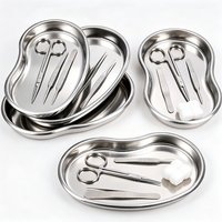 Edelstahl-Sterilisationstablett Nierenförmiges Tablett Chirurgisches Dental-Kosmetik-Tattoo-Werkzeug Instrumententablett Autoklavierbar S/M/L