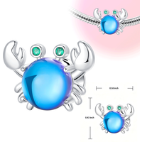 Original 925 Sterling Silver Charm Ocean Summer Beach Blue Crab Pendant for Women Fit Original Bracelet Necklace DIY Accessories
