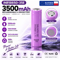 Wiederaufladbare Lithium-Batterie INR18650-35E 3,7V 3500mAh 25A Hochleistungs-18650-Zelle mit echter Kapazität, lange Lebensdauer 500+ Zyklen, Mehrfachschutz für LED-Taschenlampen, Elektrowerkzeuge