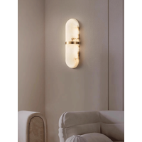 Oval Copper Natural Marble Wall Lamp Post-Modern drawing room Hotel Bedroom Wall Sconce Minimalist New Style Lighting Fixture