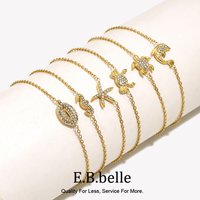 E.B.belle Pointed Rhinestone Marine Creatures Seahorse Shells Starfish Ddolphin Turtle Crab Bracelet Simple Women's Jewelry