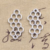15pcs Charms Bee Honeycomb Honey Beehive 31x17mm Antique Silver Color Pendants DIY Making Findings Handmade Tibetan Crafts